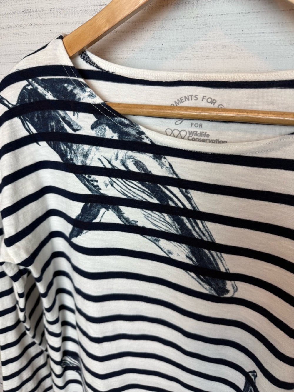 J. Crew Navy & White Striped Long-Sleeve Top with Whale Motif - Picture 2 of 7